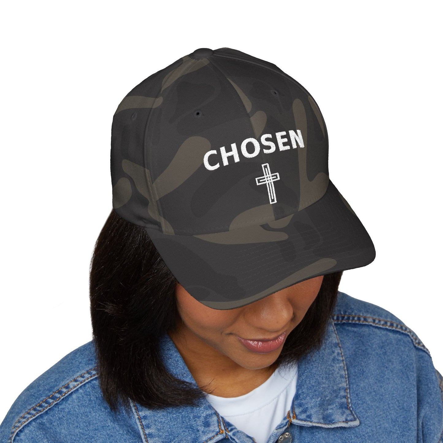 Chosen Embroidered Cap — Faith-Inspired Structured Hat with Cross Accent