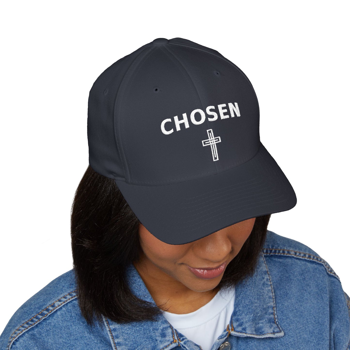 Chosen Embroidered Cap — Faith-Inspired Structured Hat with Cross Accent