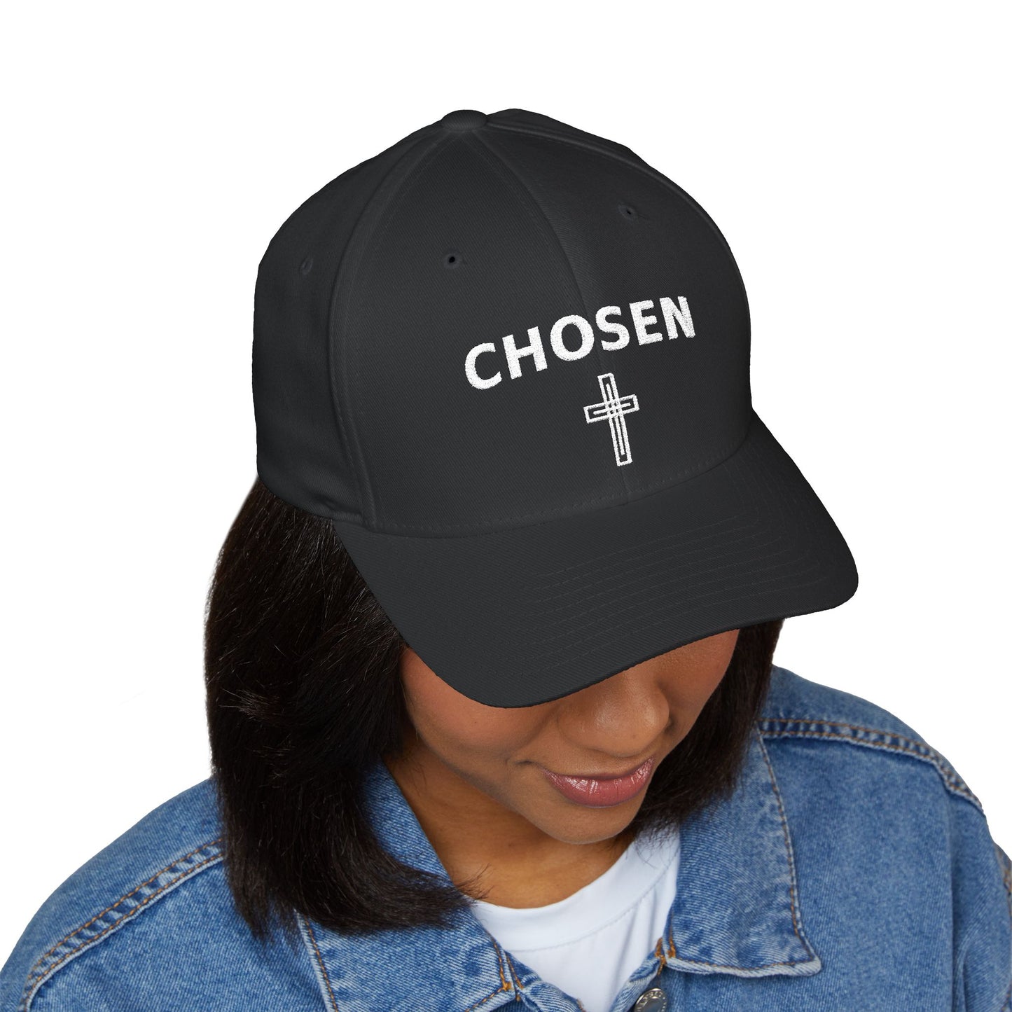 Chosen Embroidered Cap — Faith-Inspired Structured Hat with Cross Accent
