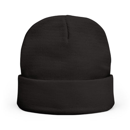 Embroidered 'NFIT' Cross Knit Beanie – Warm Black Cuffed Hat