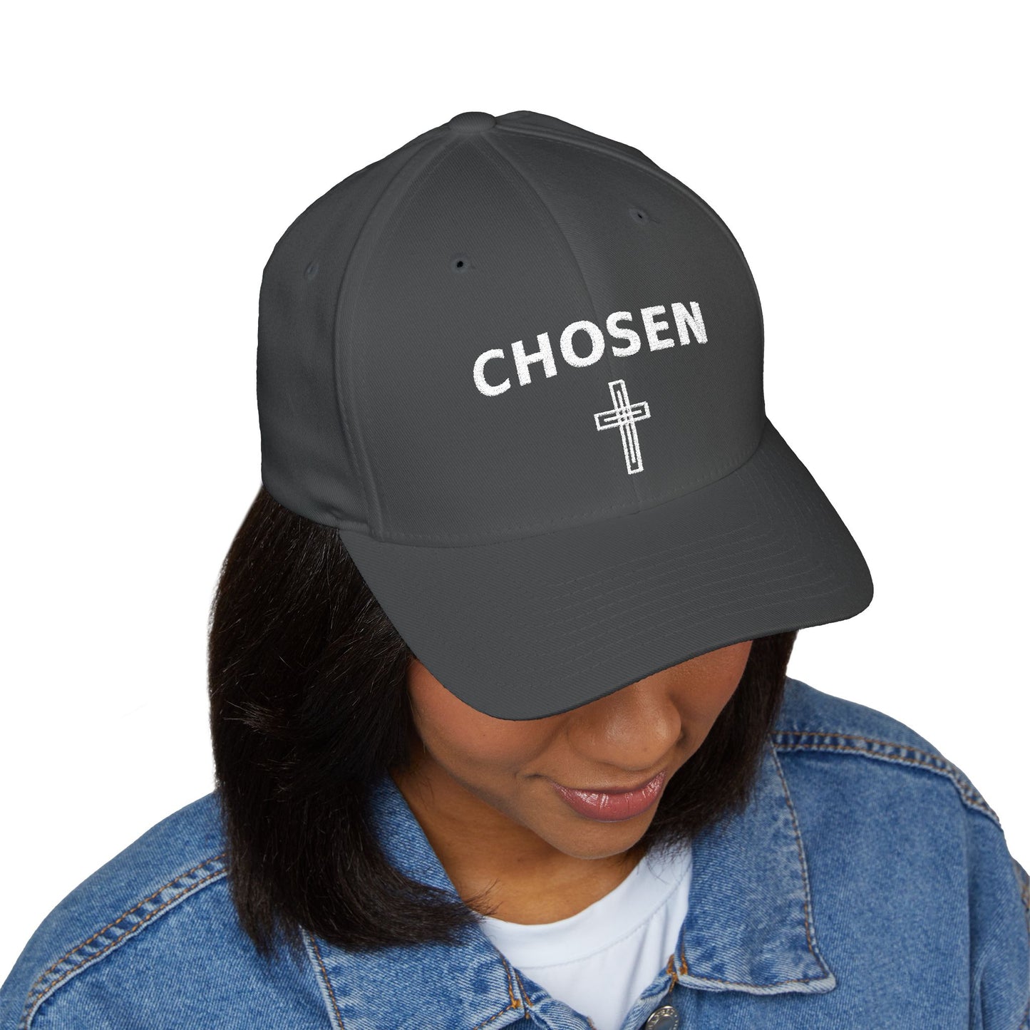 Chosen Embroidered Cap — Faith-Inspired Structured Hat with Cross Accent